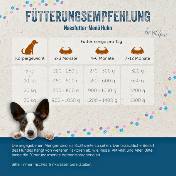 Welpenfutter Huhn – Premium Nassfutter für Welpen mit frischem Landhuhn, Gemüse & Kräutern